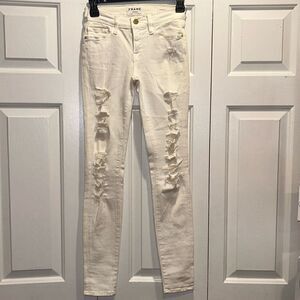 FRAME Denim Off White Le Skinny de Jeanne Jeans, Size 24